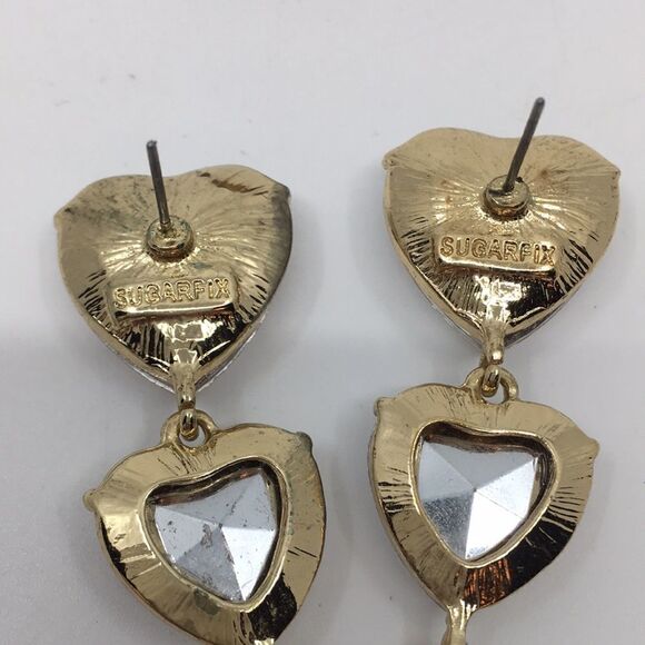 Sugarfix by Bauble Bar Heart Long Dangle Bling Earrings - Picture 10 of 14